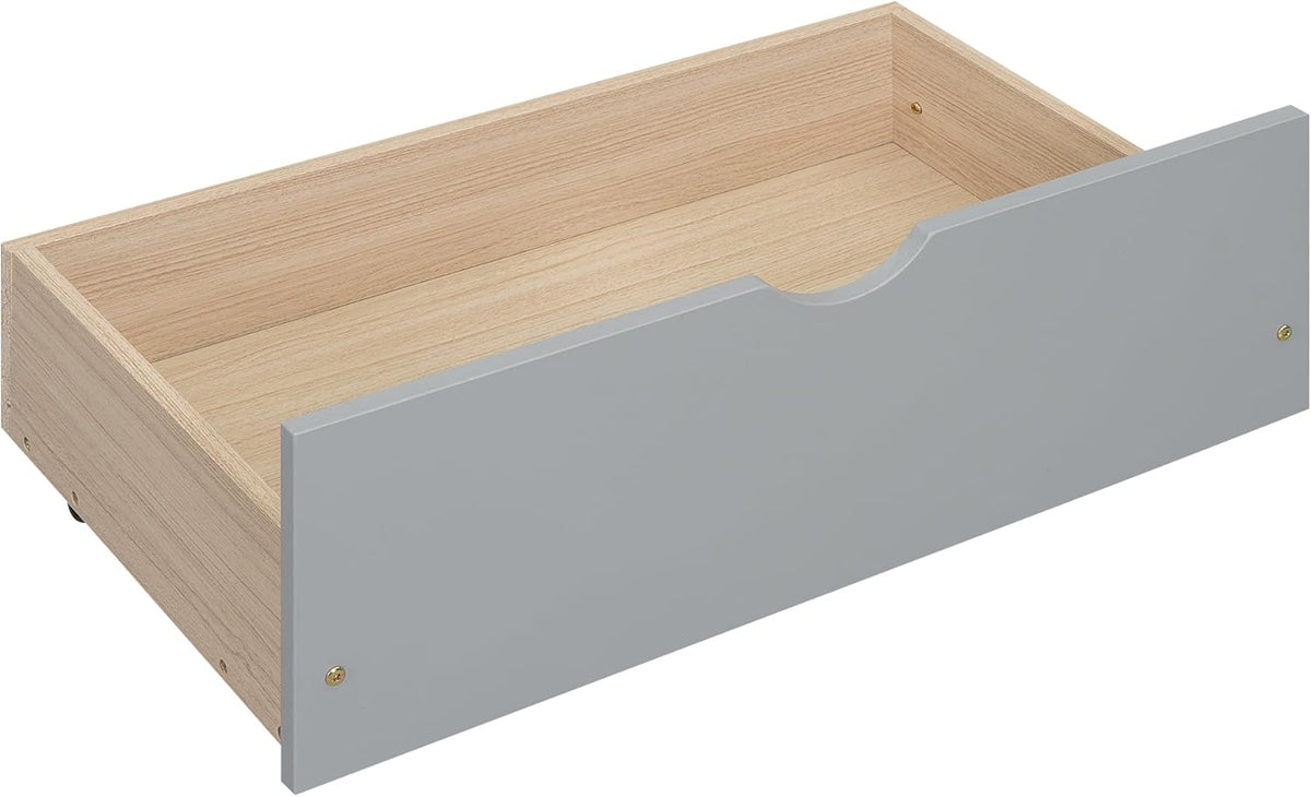 Gray Queen Size Wooden Platform Bedframe with Bookcase Headboard and 2 Storage Drawers T261074