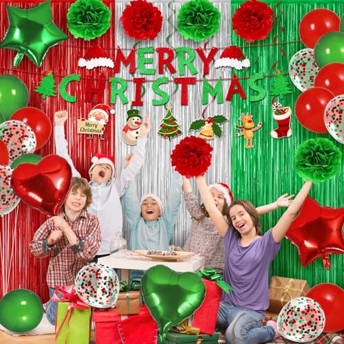 150 PCS Christmas Foil Fringe Curtains Balloons Garland Arch Kit U48868