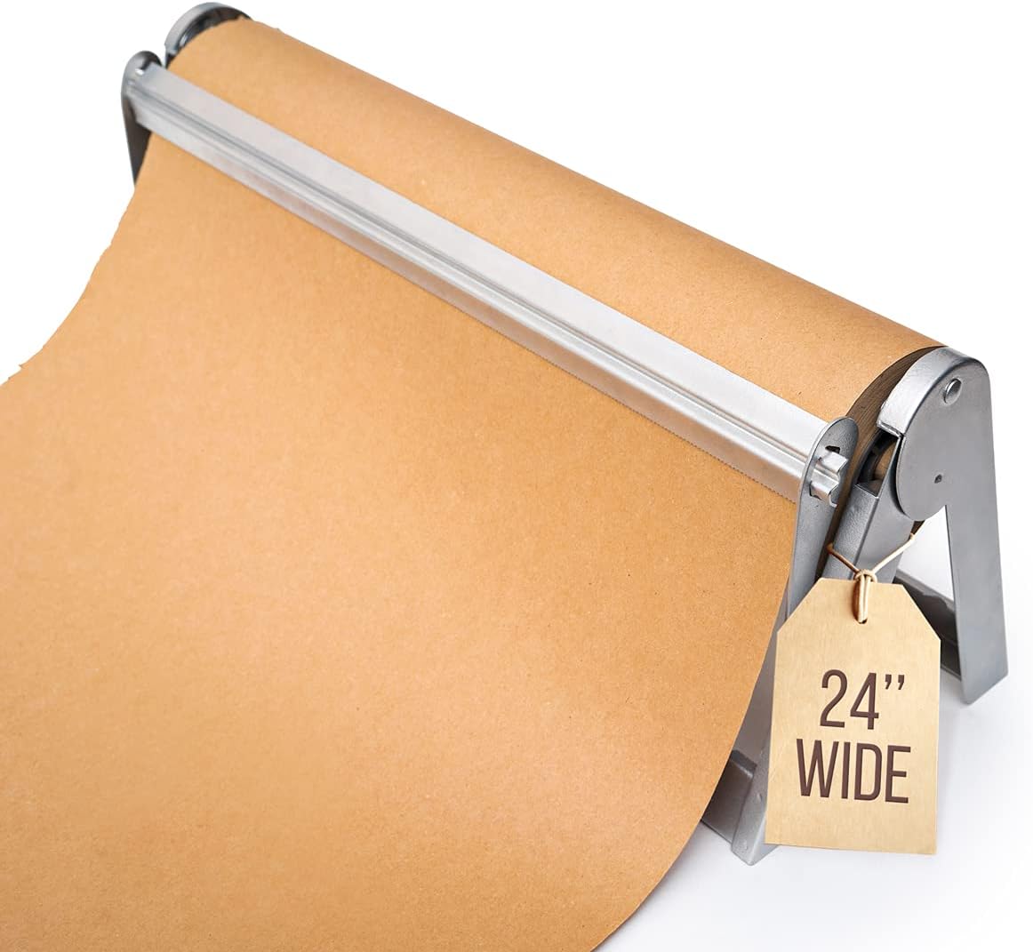 24" Wrapping Paper Roll Cutter Holder Dispenser with Serrated Blade, Pack of 2 K49164
