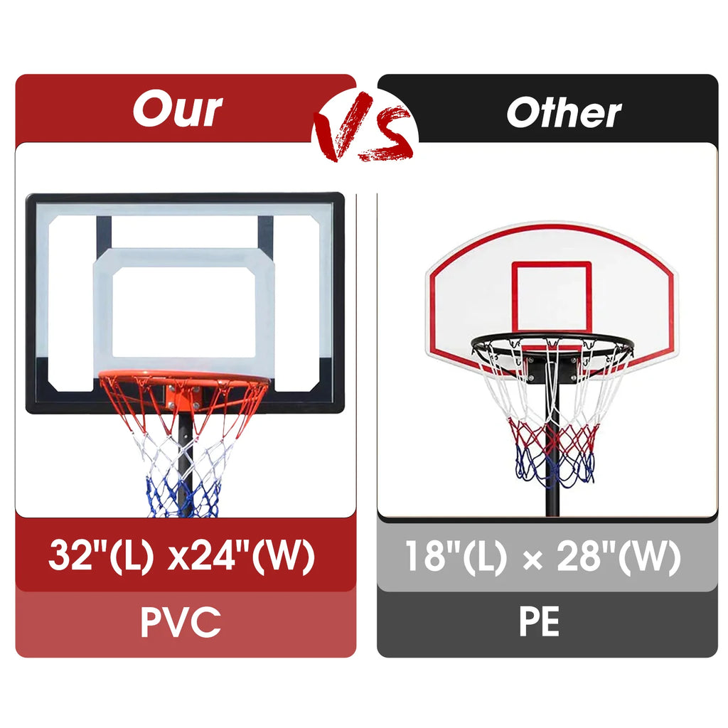 Basketball Hoop with 60''- 84'' Adjustable Height Portable with Stand & Backboard Wheels C71694