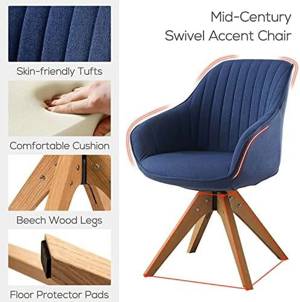 Mid Century Modern Swivel Accent Chair with Beech Wood Legs J540