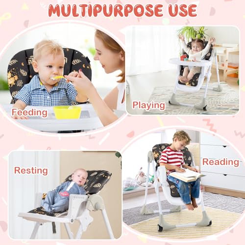 Light Gray Foldable Baby High Chair with Wheels G12052