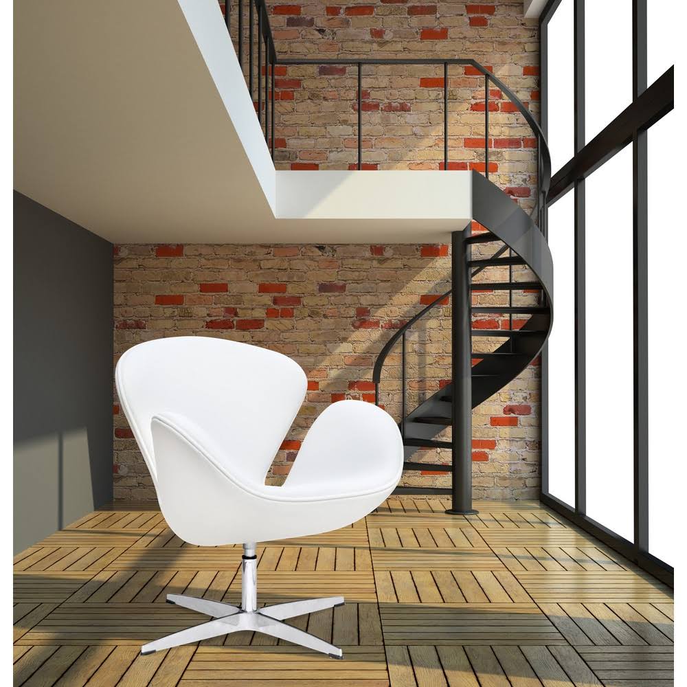 White Leather Swan Chair Q57710