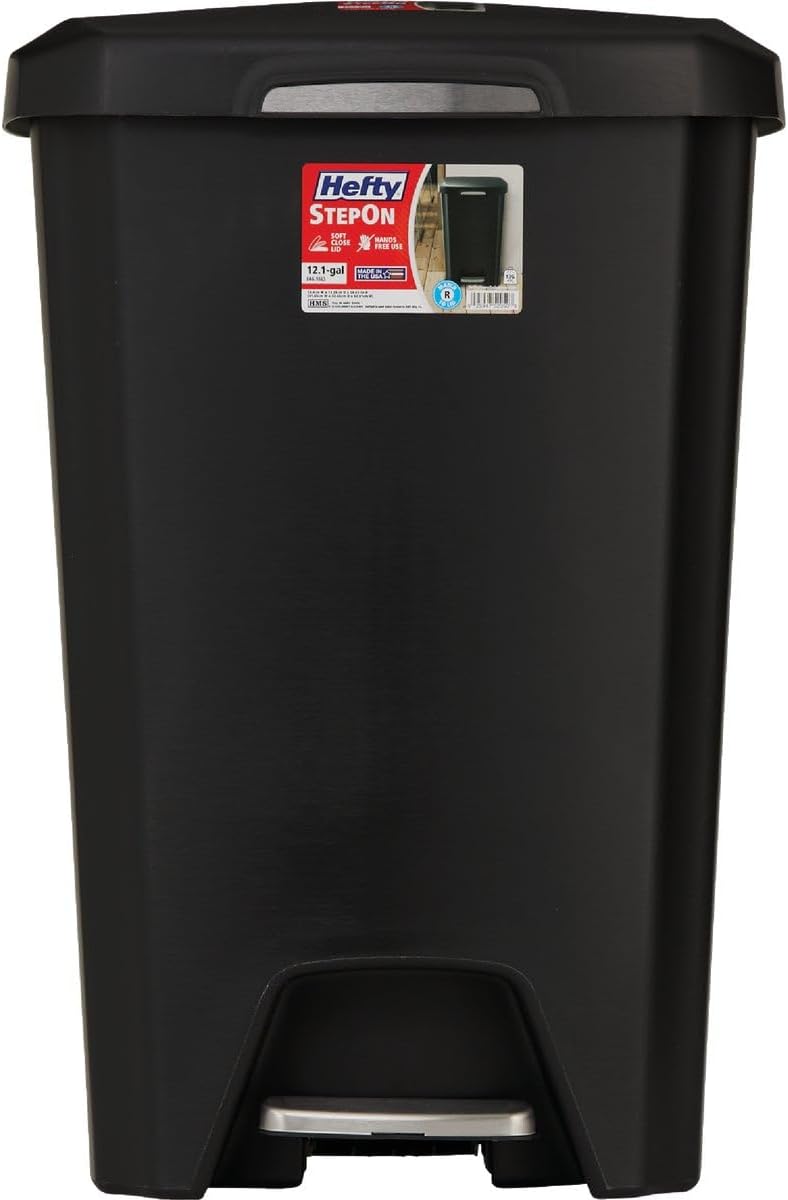 Black 13-Gallon Step-On Trash Can W57515