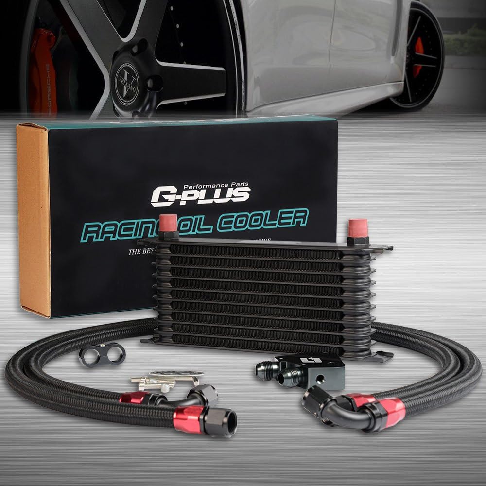 10 Row AN10 Engine Transmission Oil Cooler Kit with Oil Filter Relocation Kit F296180