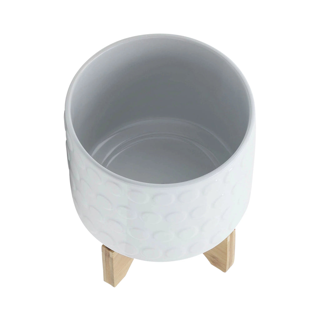White Ceramic Round Planter B417567