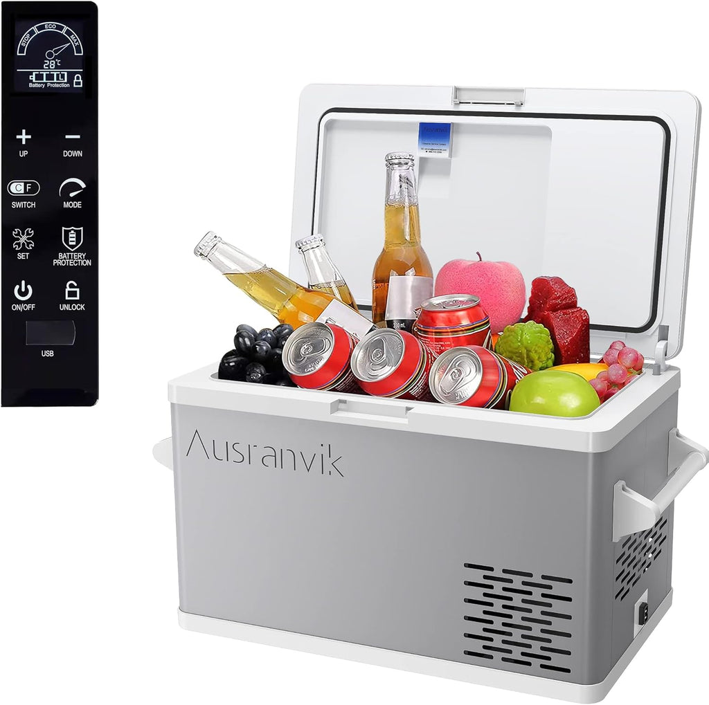 12V 37 Quart Car Electric Cooler With Freezer & Refrigerator Compartment P37820