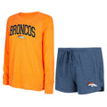 Navy Orange Raglan Long Sleeve T-Shirt & Shorts Lounge Set O9088