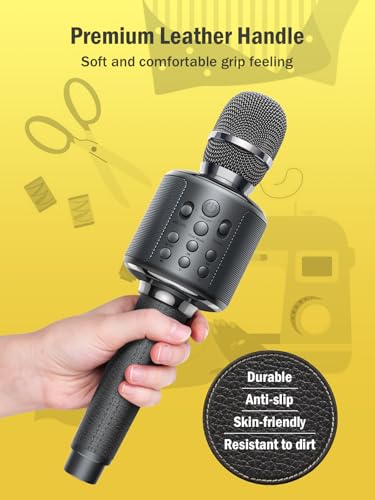 Wireless Bluetooth Karaoke Microphone with Built-in Speaker, Reverb, Duet Mode, Gray O852