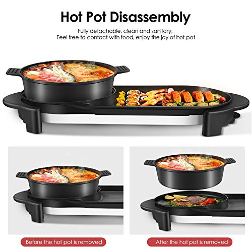 Electric Hot Pot with Grill, Removable Hotpot Pot, Smokeless Non-Stick, Adjustable Temperature B25585