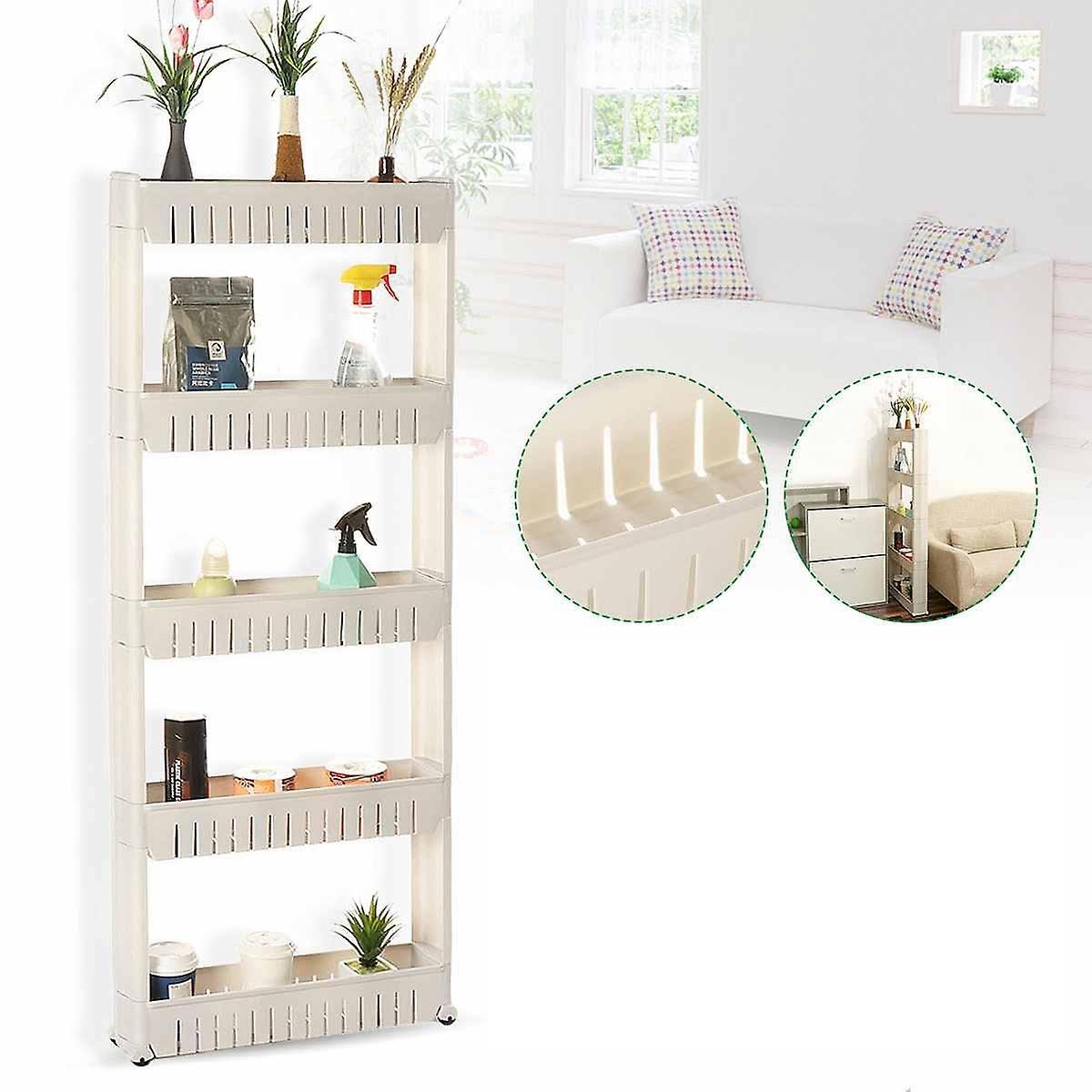 5 Tier Kitchen Bathroom Storage Trolley Cart With Wheels Y8805