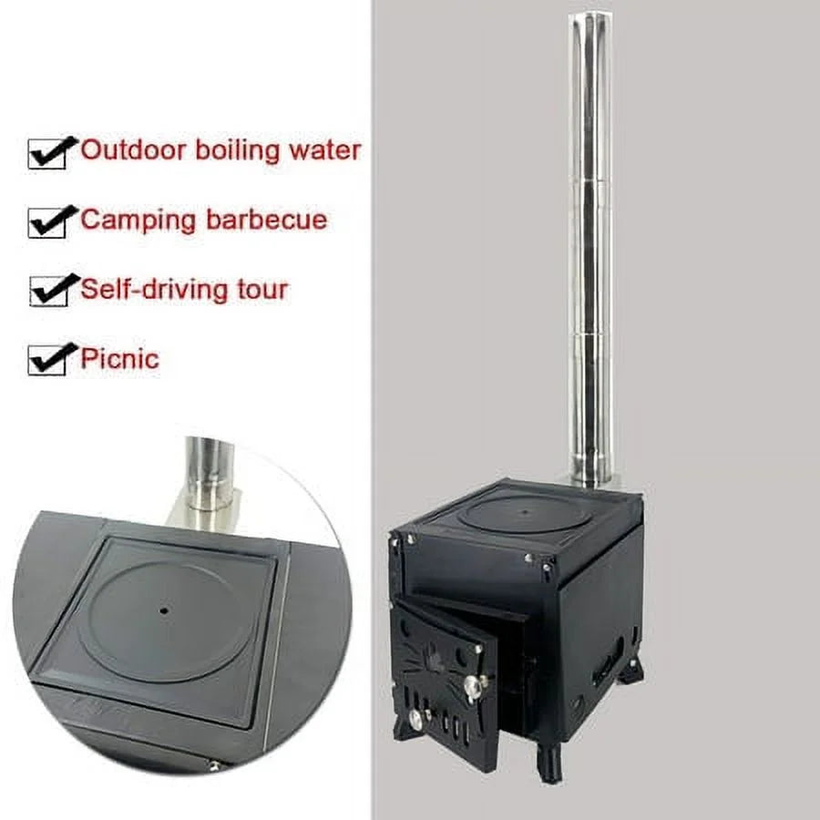 Portable Wood Burning Camping Stove with Chimney Pipe S190