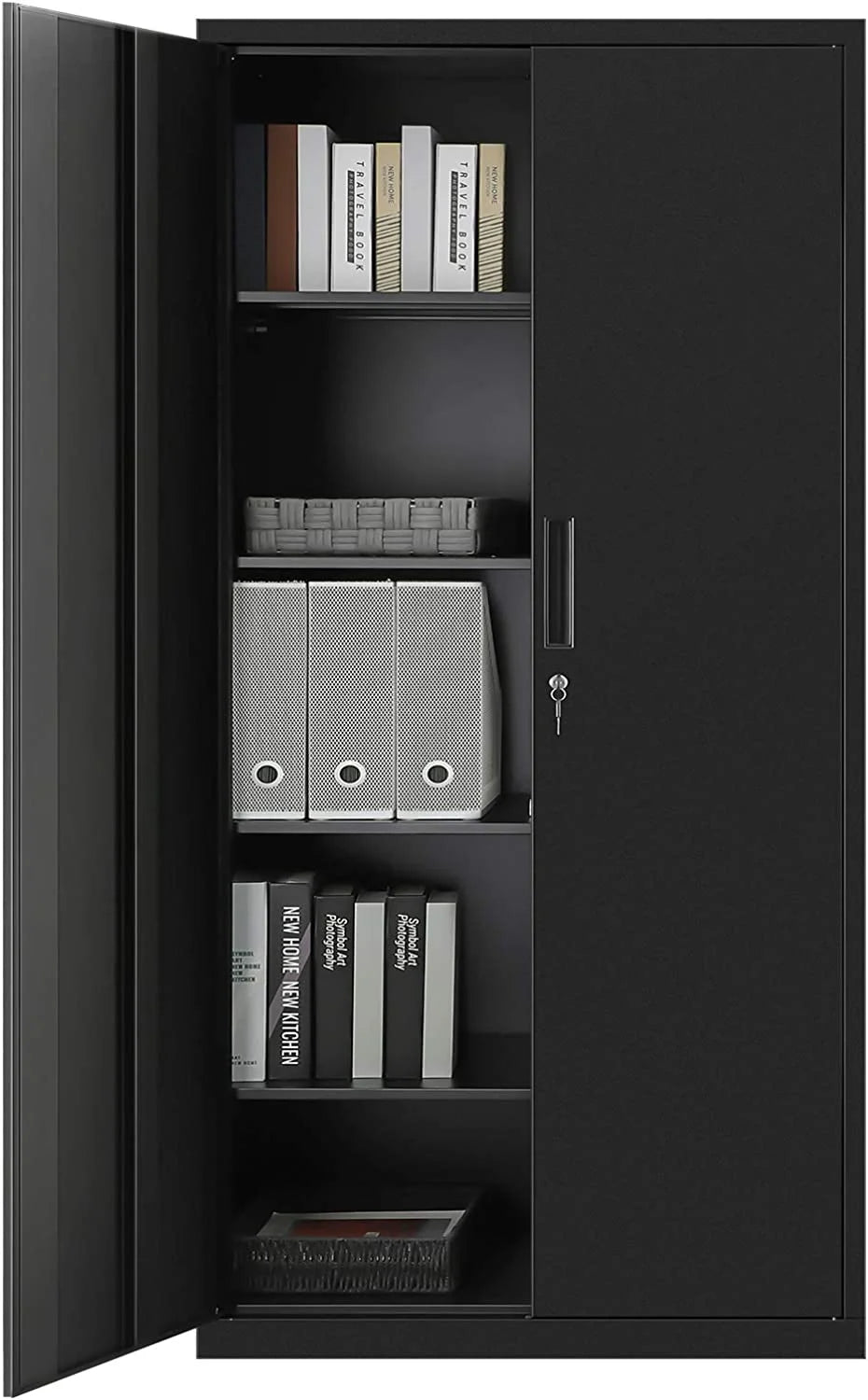 Metal Storage Cabinet with Doors and Shelves Black E21369
