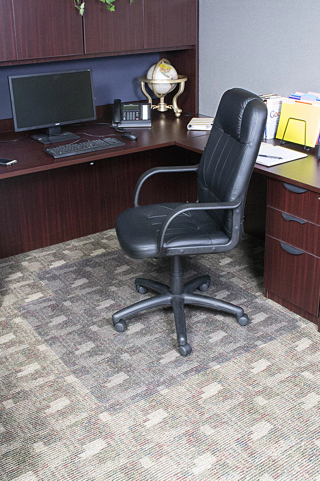 Office Chair Mat for Low and Medium Pile Carpet with Lip 45" x 53" Q9969
