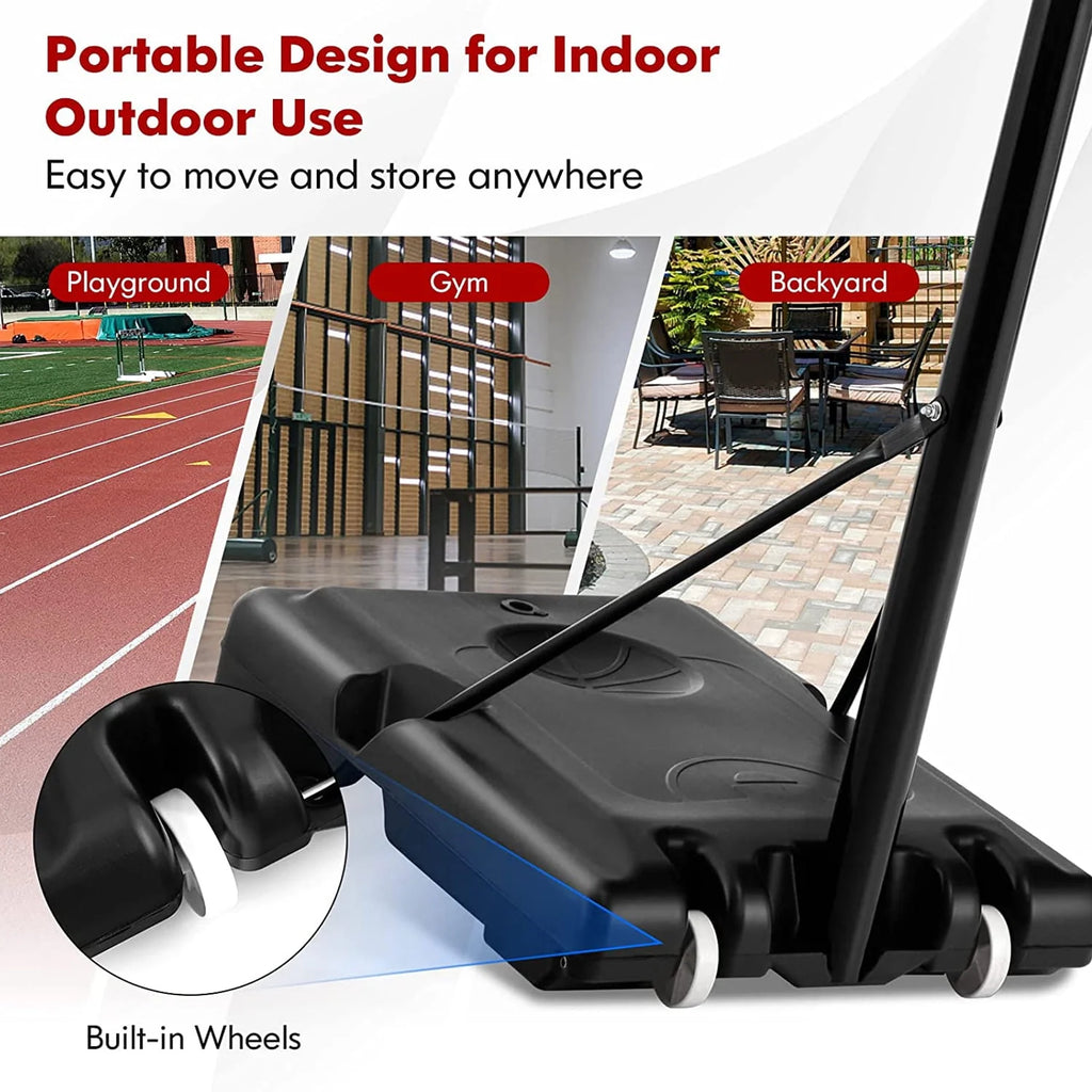 Basketball Hoop with 60''- 84'' Adjustable Height Portable with Stand & Backboard Wheels C71694