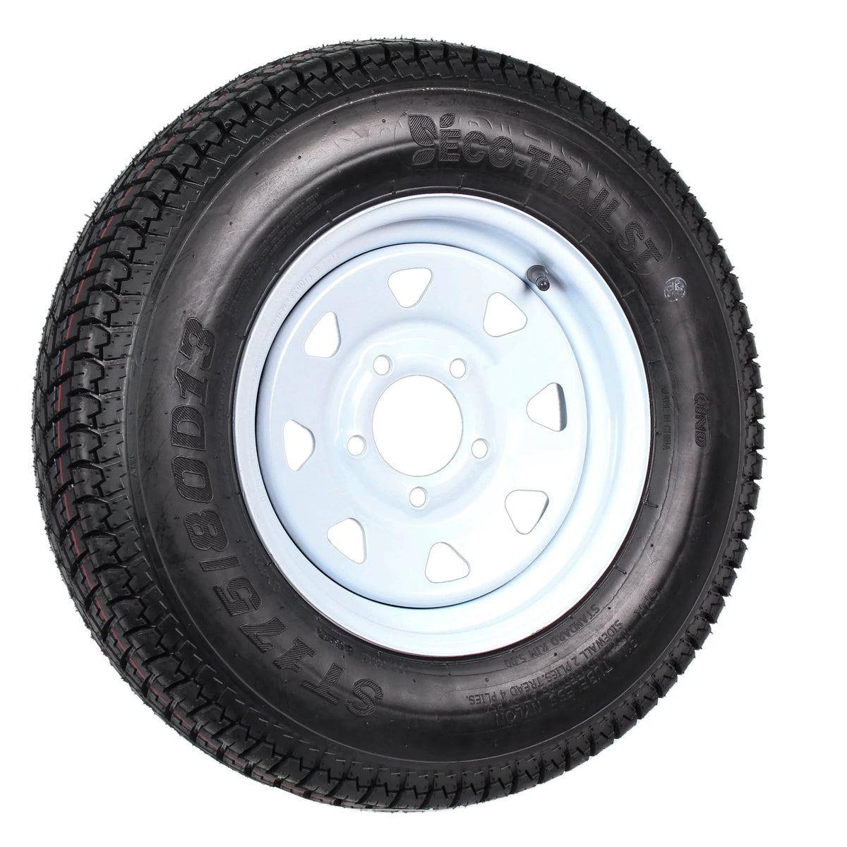 2-Pk Trailer Tires Rims ST175/80D13 5 Lug White Spoke Wheel J892