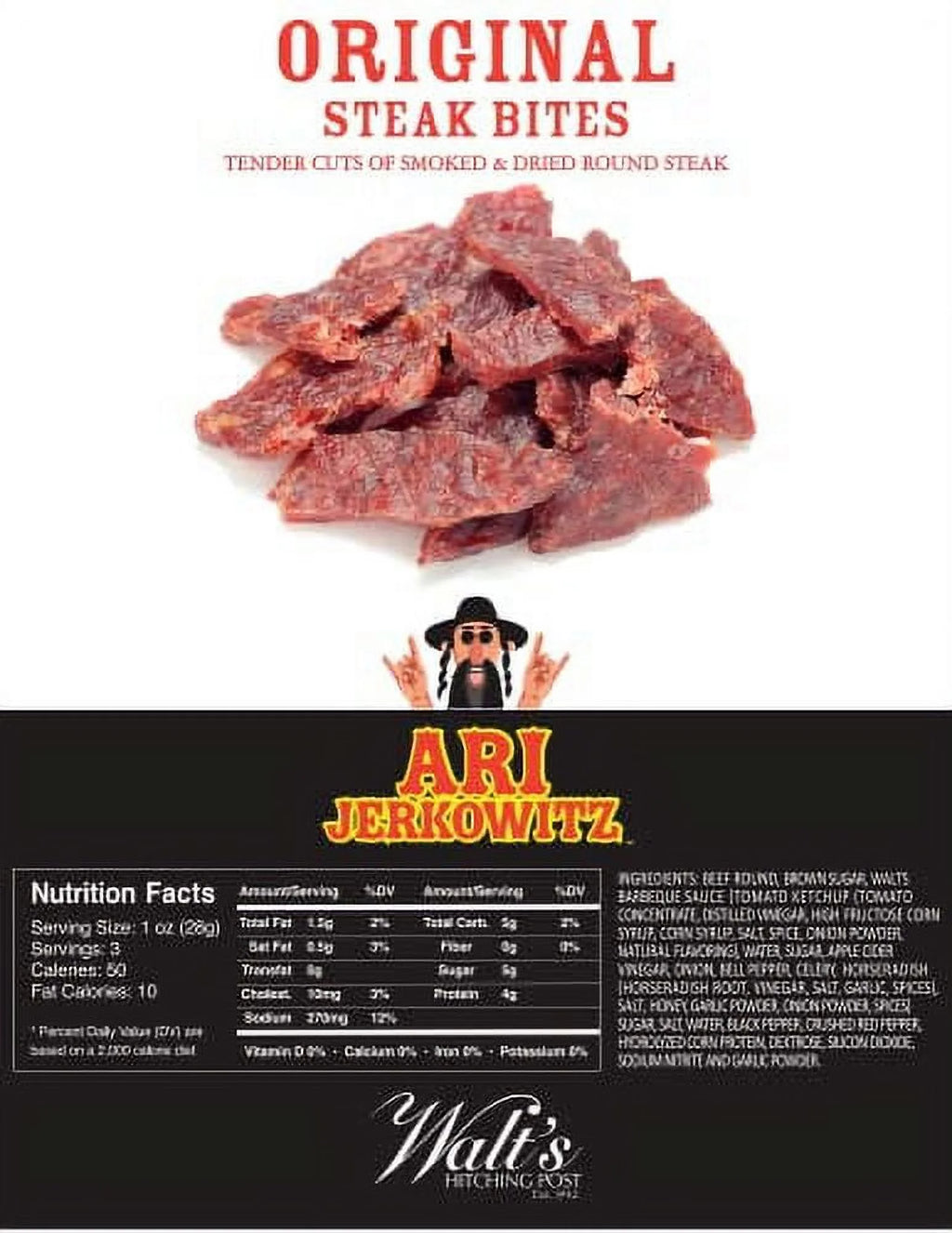 Smoked & Dried Round Steak Beef Jerky 3 oz Bag - 6 Bags O411816