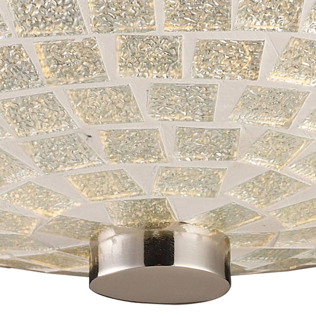 Satin Nickel 2-Light Semi-Flush with Silver Mosaic Glass M266