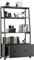 Black Rolling File Cabinet with Drawer P374