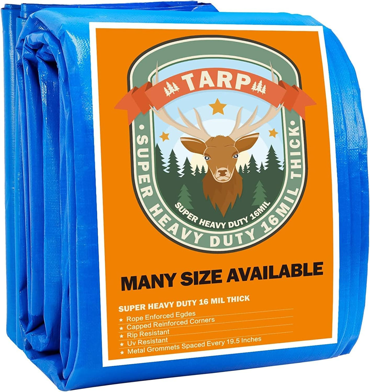 Blue Heavy Duty Waterproof 25x25 Tarpaulin with Metal Grommets V6356