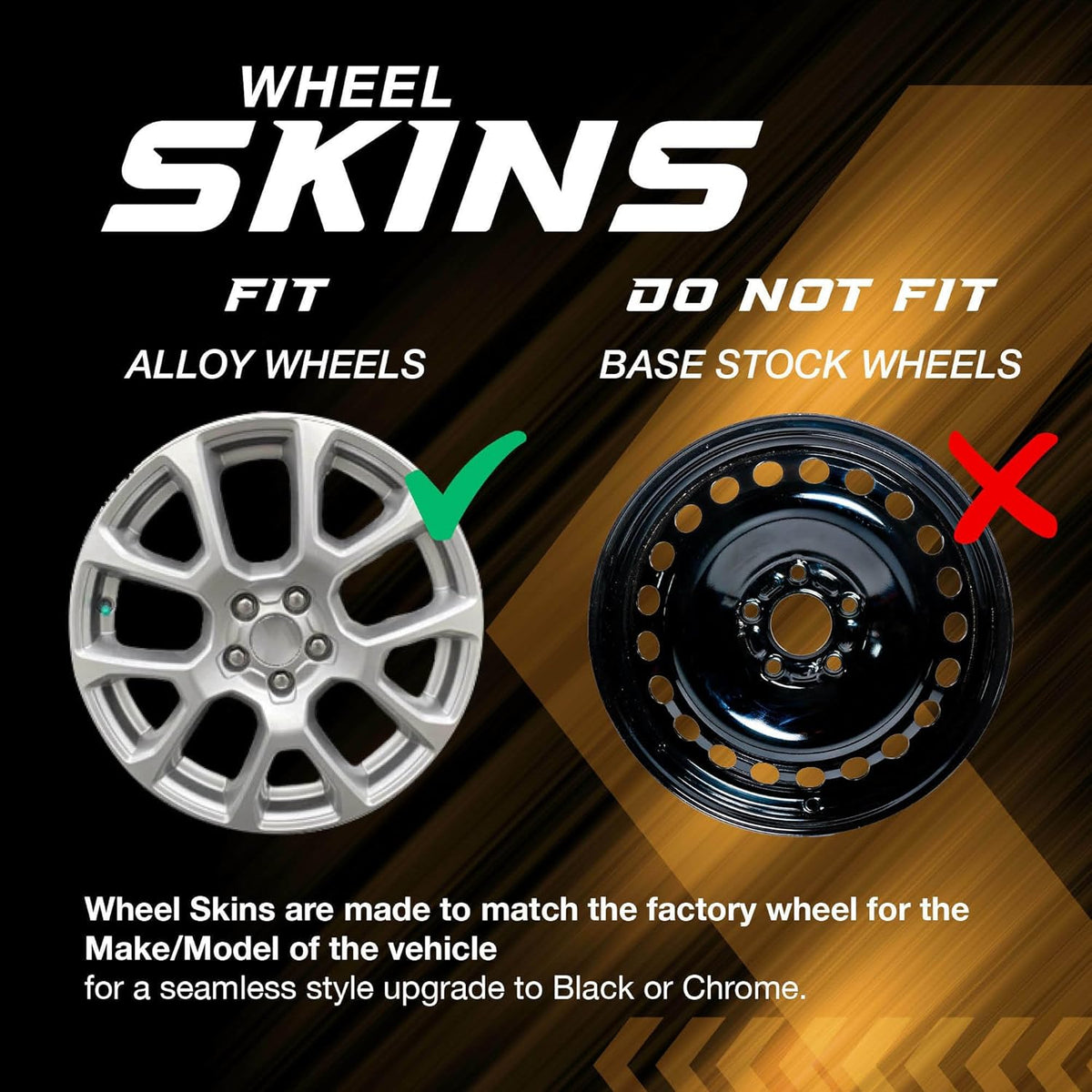 20" Gloss Black Wheel Skin Set ABS Plastic Q77652
