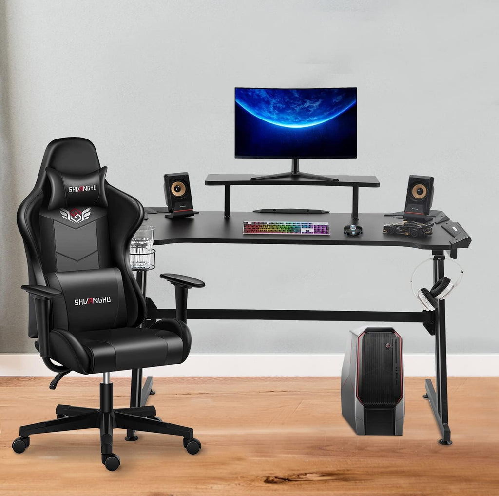 Black 47 Gaming Desk with Monitor Stand F6463