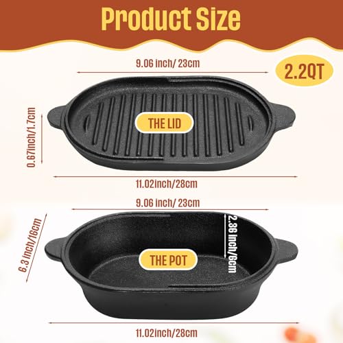 Pre-Seasoned Cast Iron Bread Pan with Lid 2.2QT W407