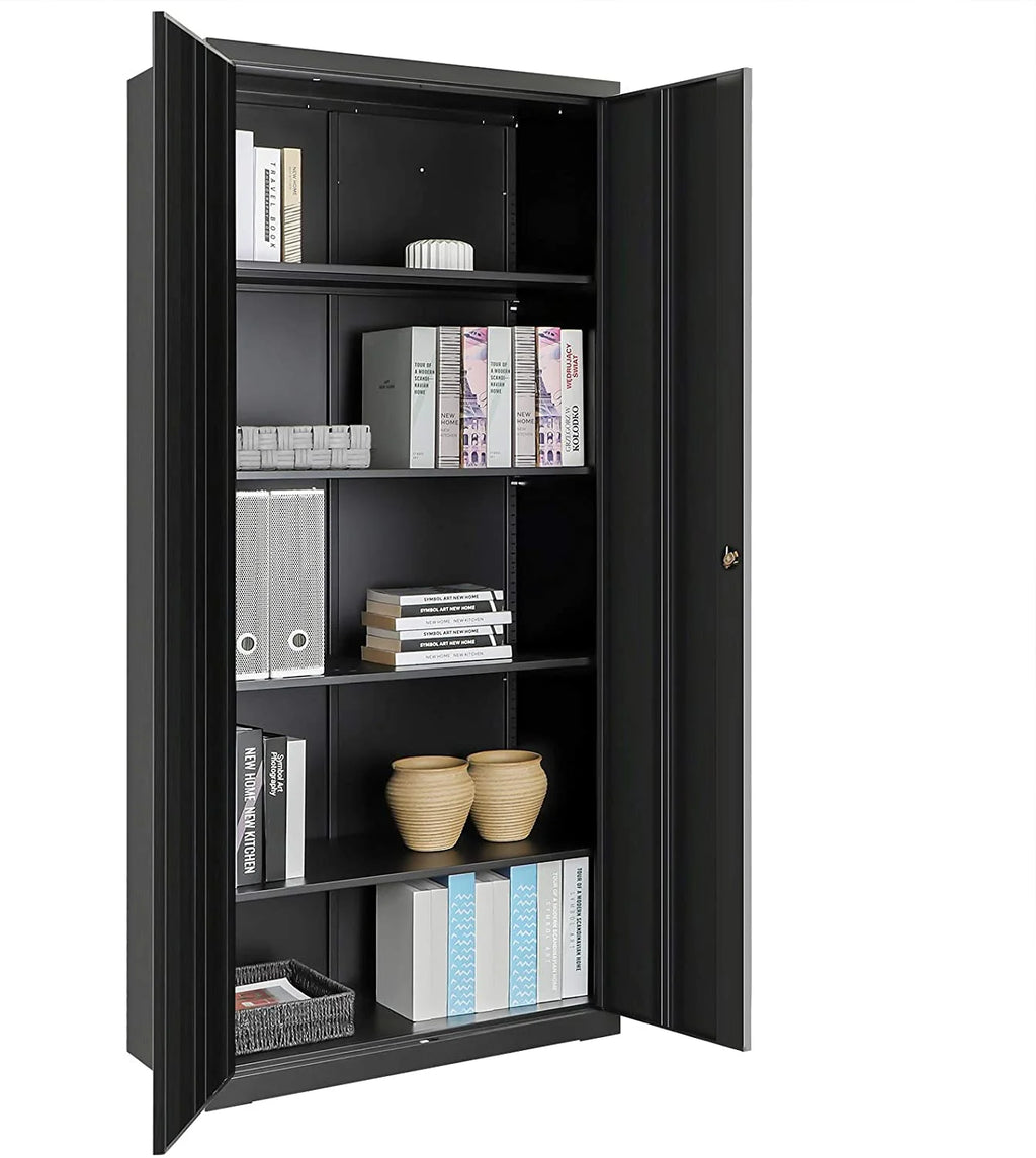 Metal Storage Cabinet with Doors and Shelves Black E21369