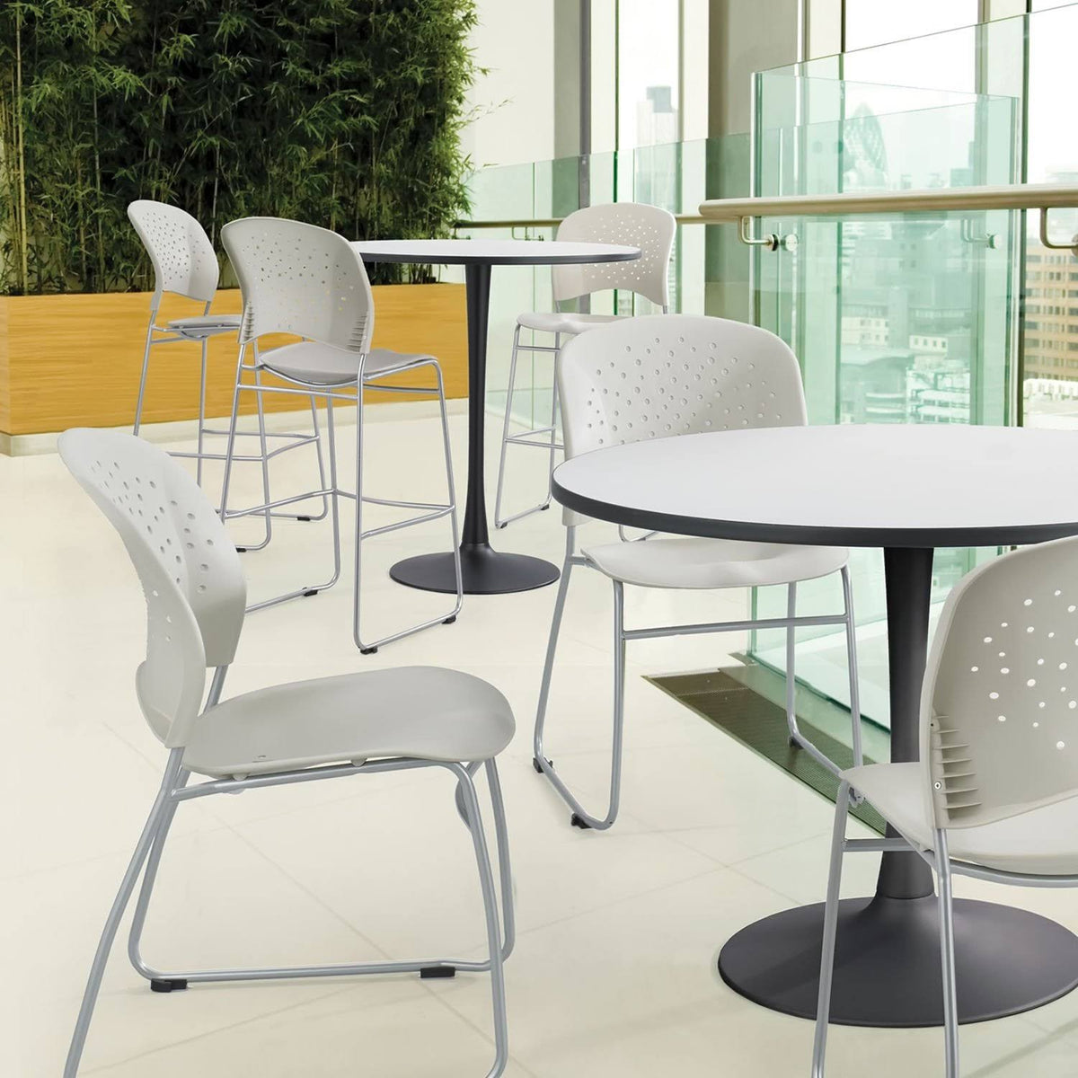 Gray/Black Round Sitting Height Chair P8899