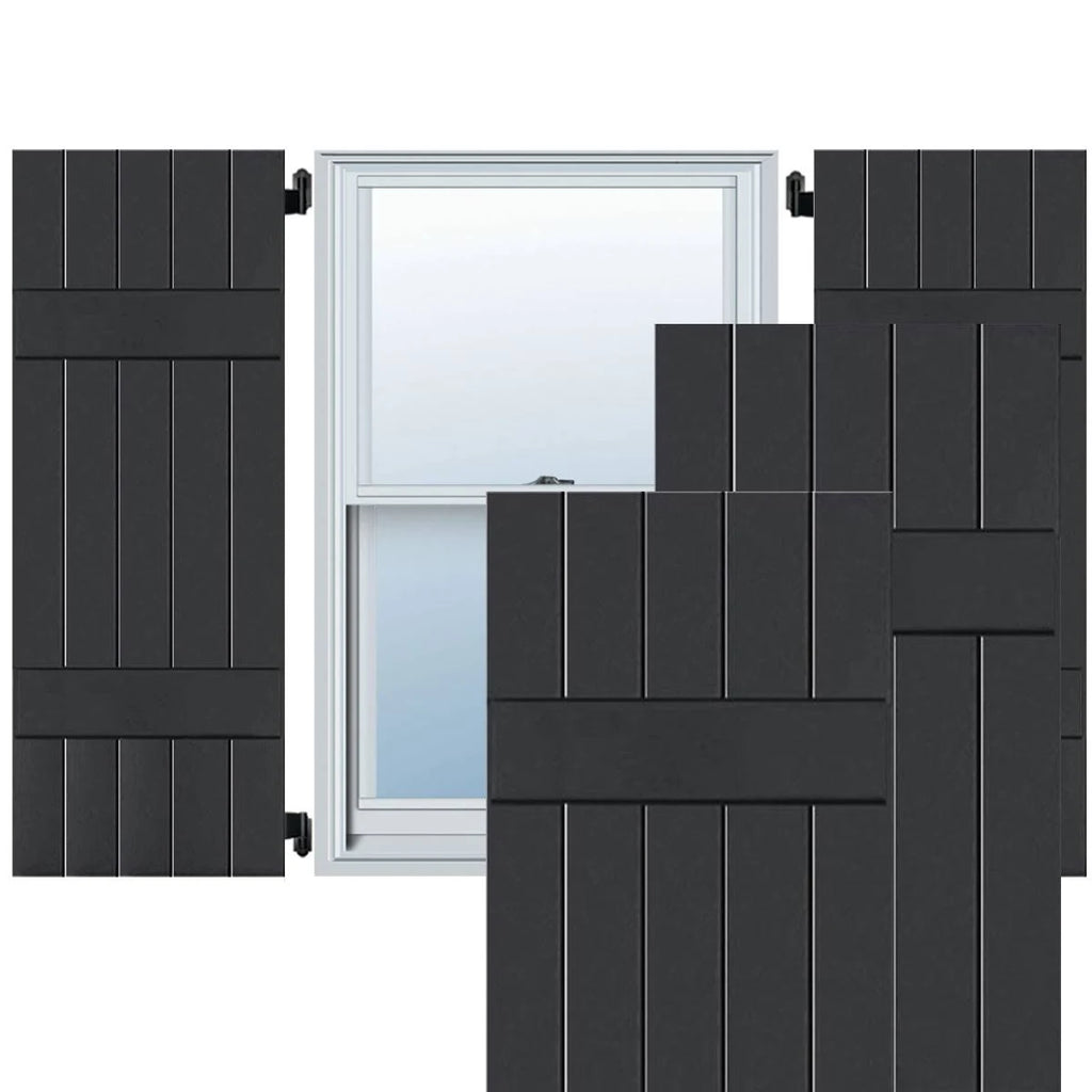 Black Pine Board and Batten Shutters Pair B4502