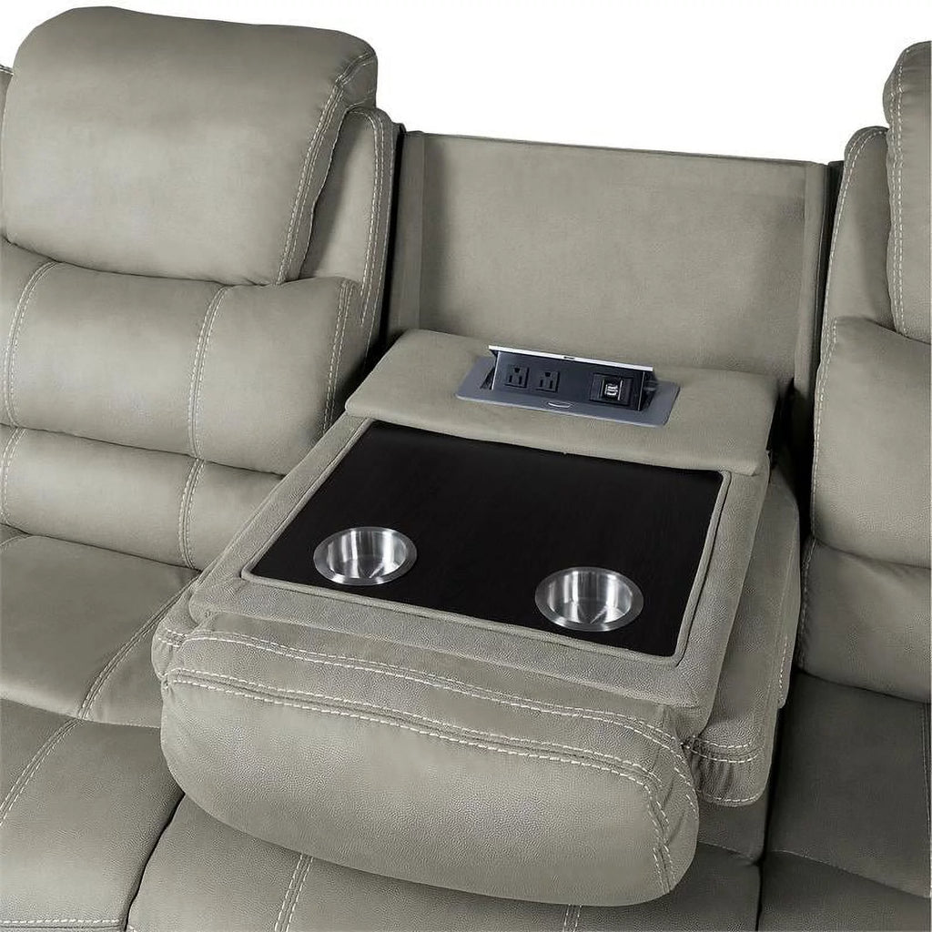 20" Microfiber Power Double Reclining Sofa in Gray B286639
