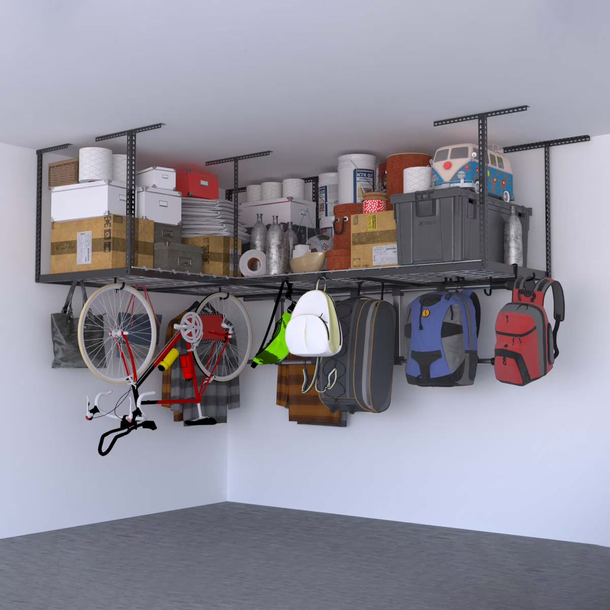 4x8 Overhead Garage Storage Rack with Accessory Hooks, 2-Pack Y975