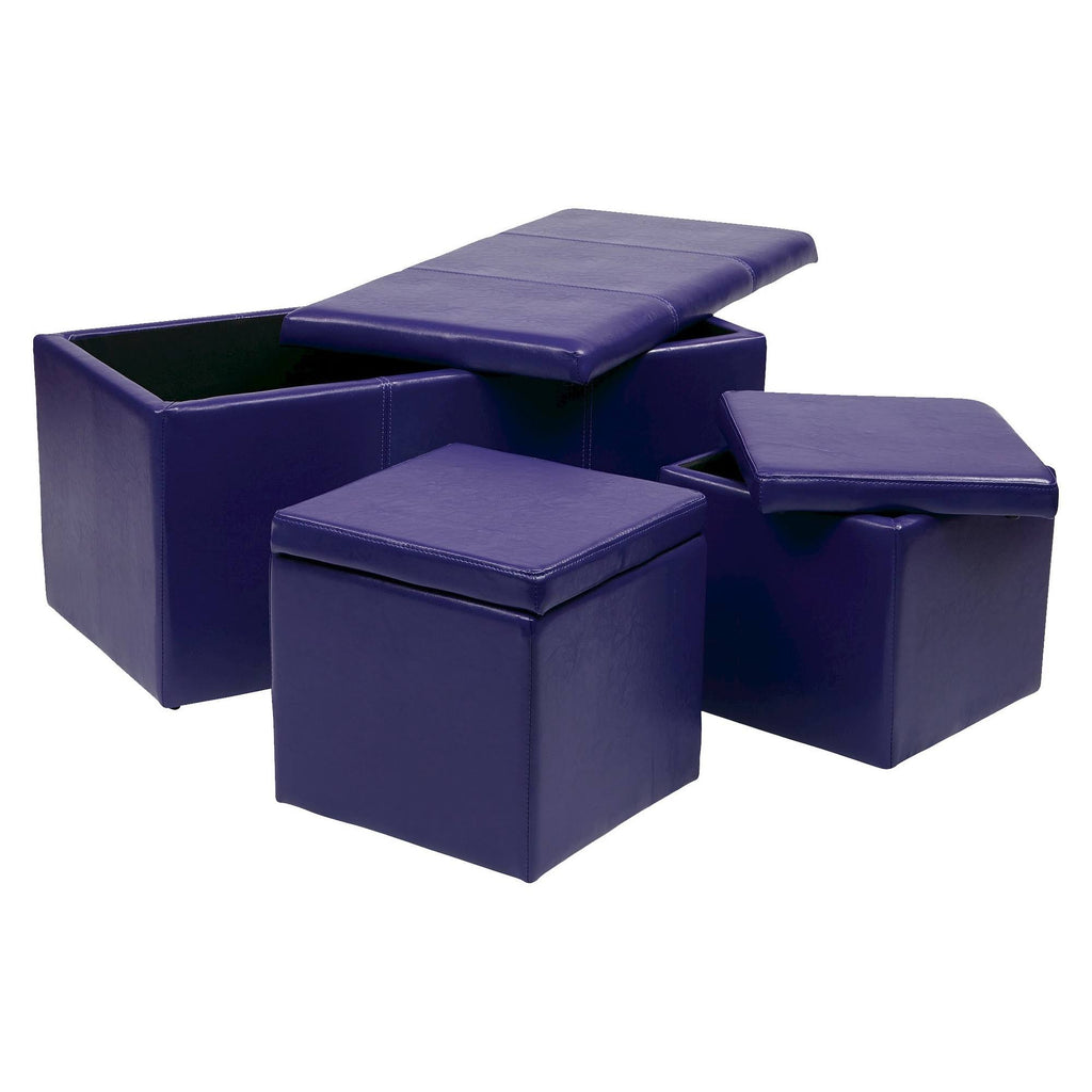 Purple Vinyl Ottoman Set Y10834