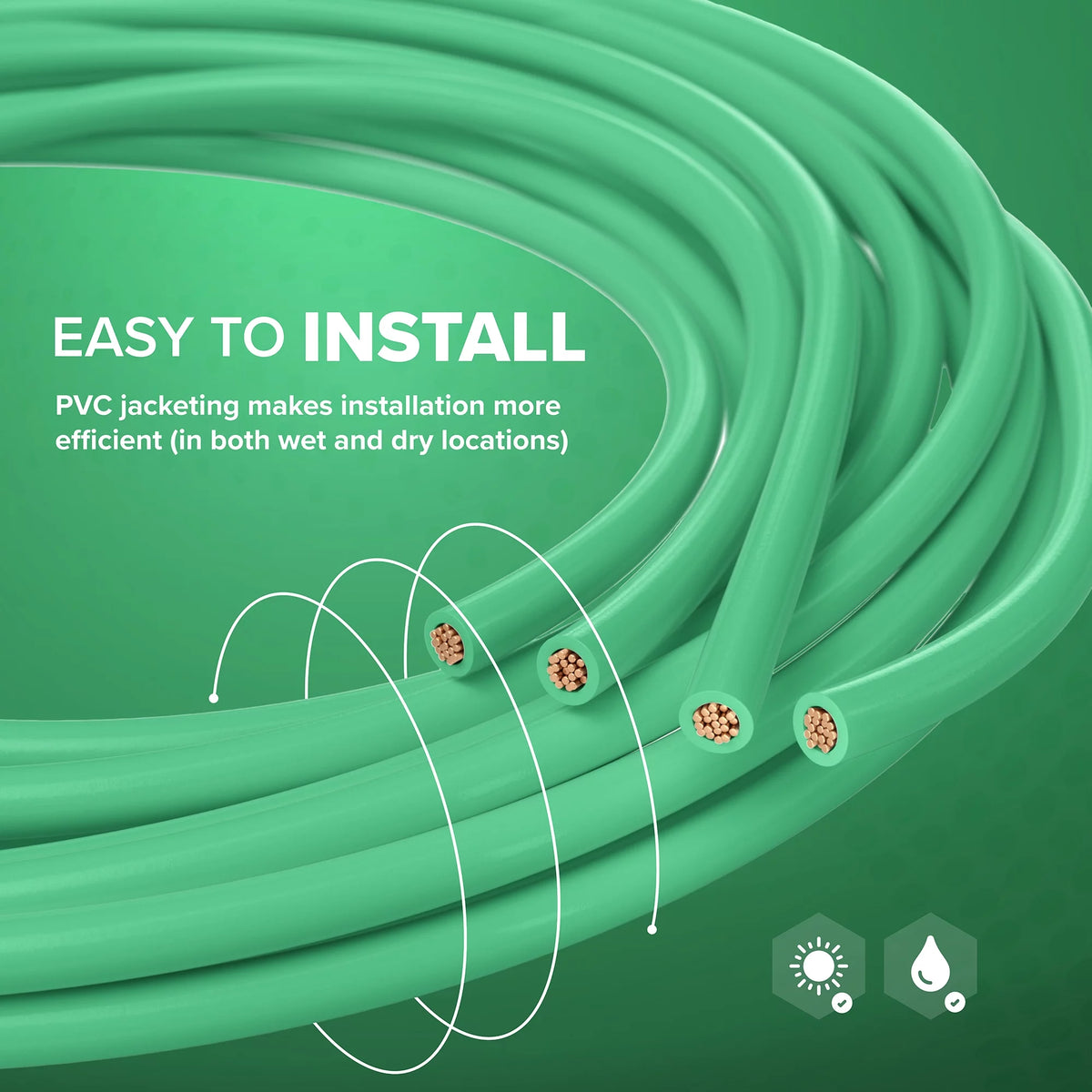 150 Feet Insulated Stranded Copper THHN THWN Wire 14 AWG Green A2730