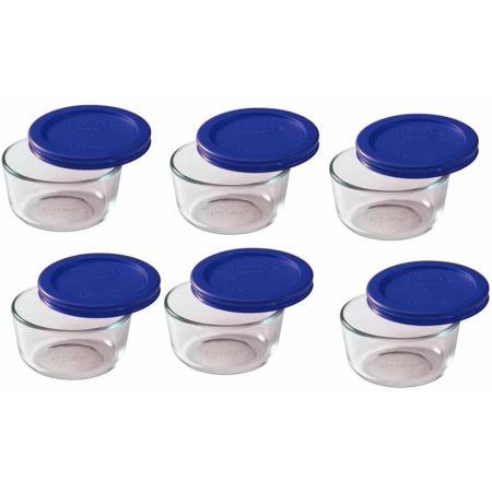 1 Cup Round Clear Storage Containers with Blue Lid, 12 Pc W97940