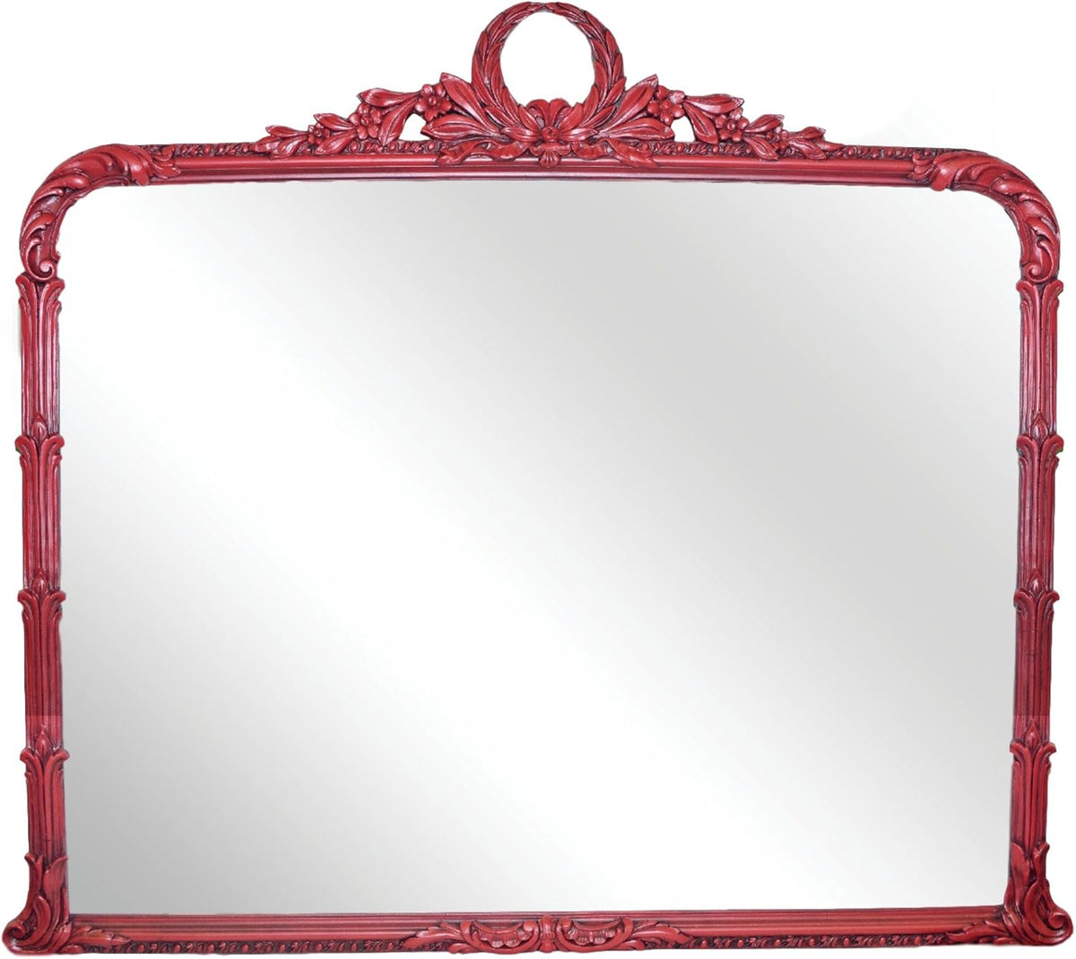 Antique Chinese Red Buffet Mirror Q39158