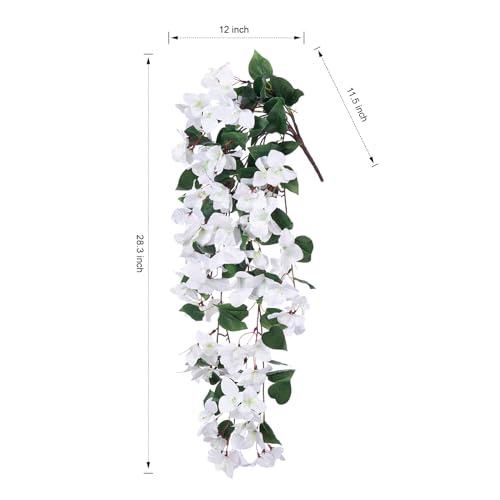 2 PCS Artificial Hanging Bougainvillea Flowers, UV Resistance Fabric Vine (Hotpink) X77655