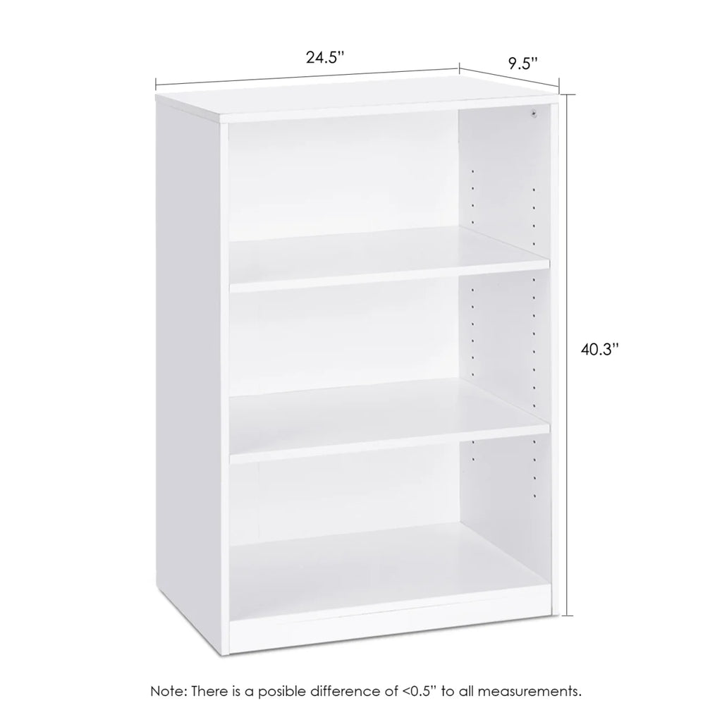 White 3-Tier Adjustable Shelf Bookcase X8844