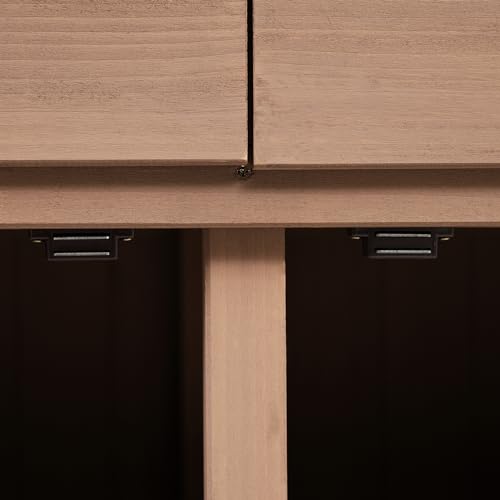 66" Wooden Potting Bench Table with 2 Drawers, Cabinet and Open Shelves Y441638