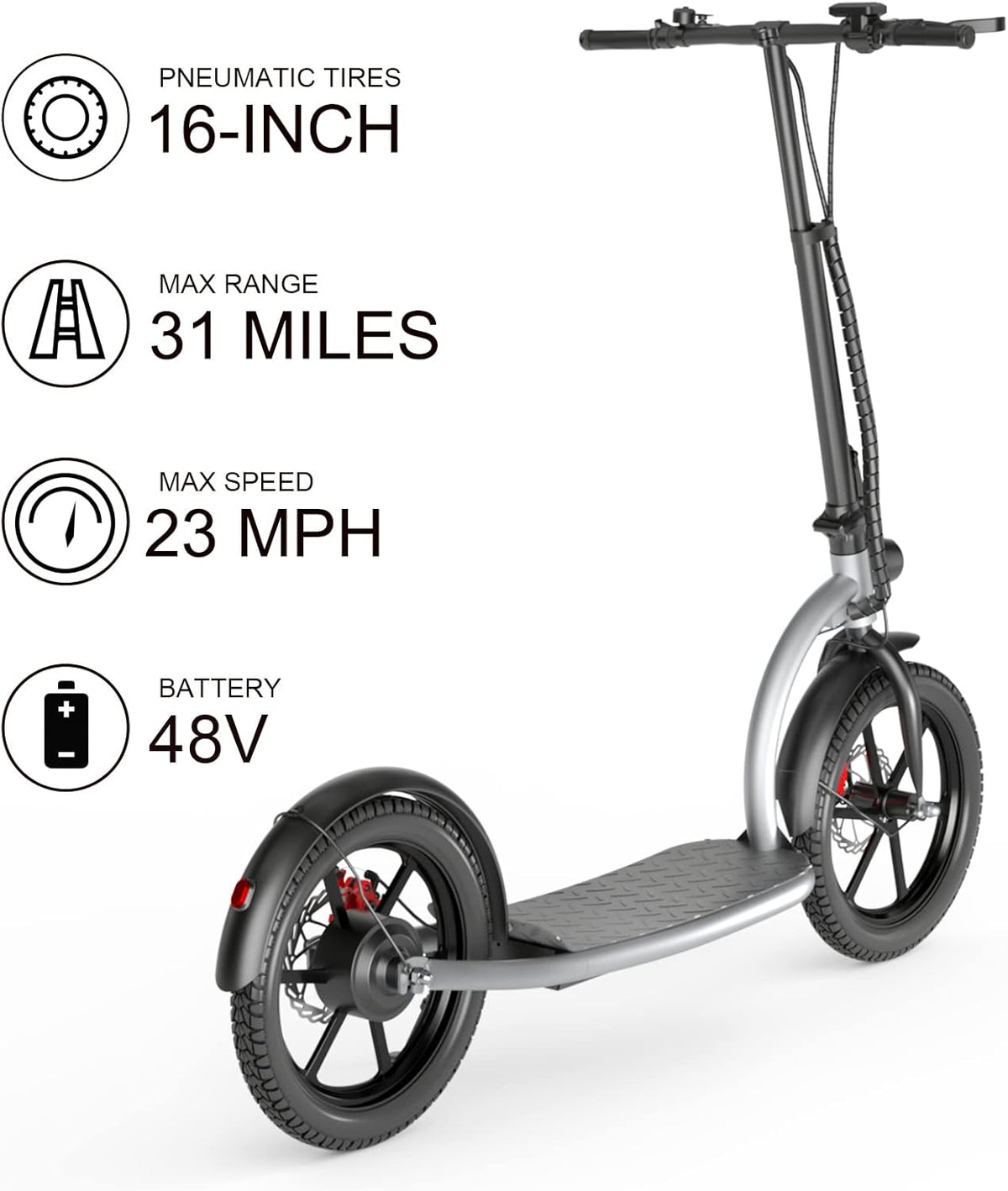16" Pneumatic Tires Folding Commuter Electric Scooter S3057