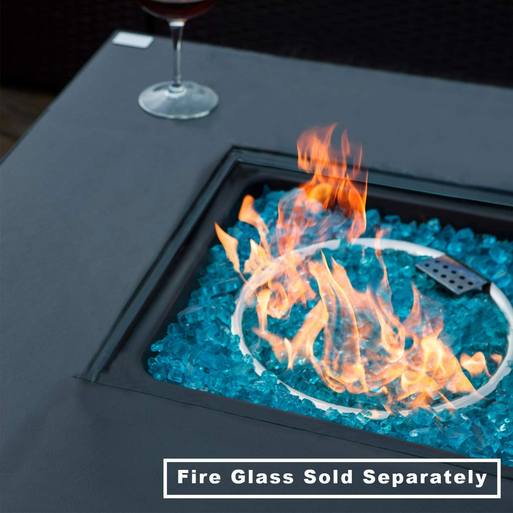 32-inch Square Espresso Brown Wicker Propane Fire Table F42980