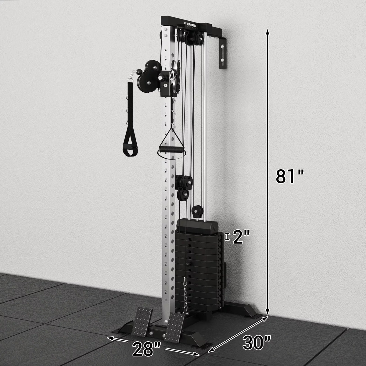 Wall Mount Cable Crossover Machine with 200LBS Weight Stack U2014