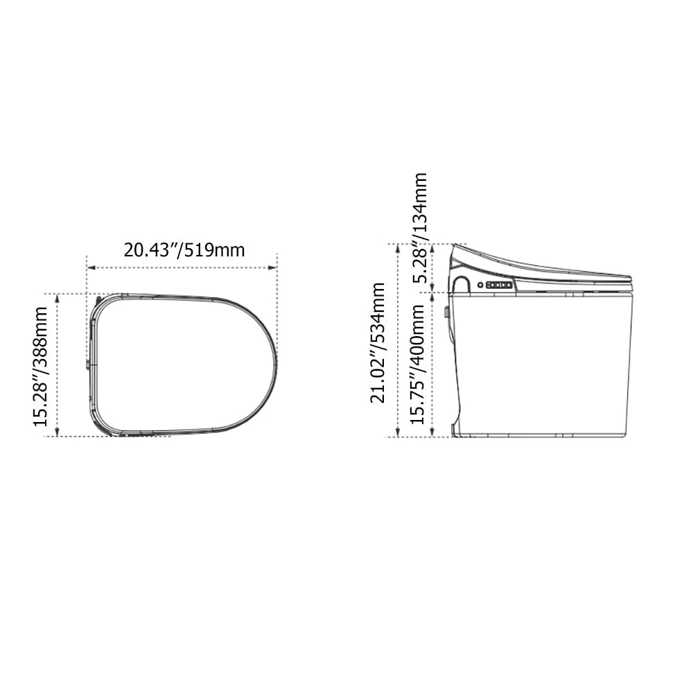 Small Size Smart Toilet One-Piece Elongated Floor Mounted U468737