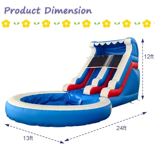 20FT Inflatable Water Slide with Climbing Ladder and Splash Pool E8977