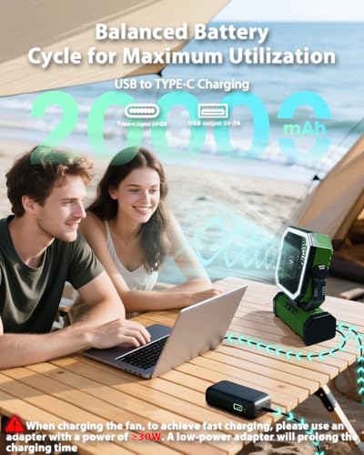 20000mAh Portable Camping Fan with Bluetooth Speaker P1143
