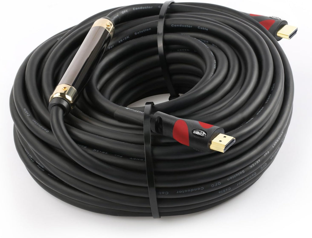 HDMI Cable 100 Feet Red HDMI 2.0V with Built-in Signal Booster 1 Pack I765