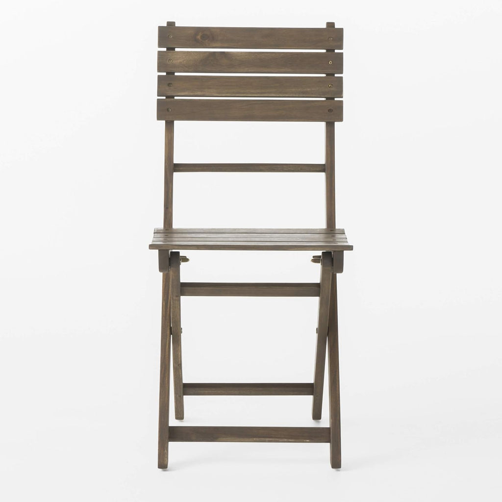 Acacia Wood Foldable Dining Chairs, 4-Pcs Set, Grey Finish O62688
