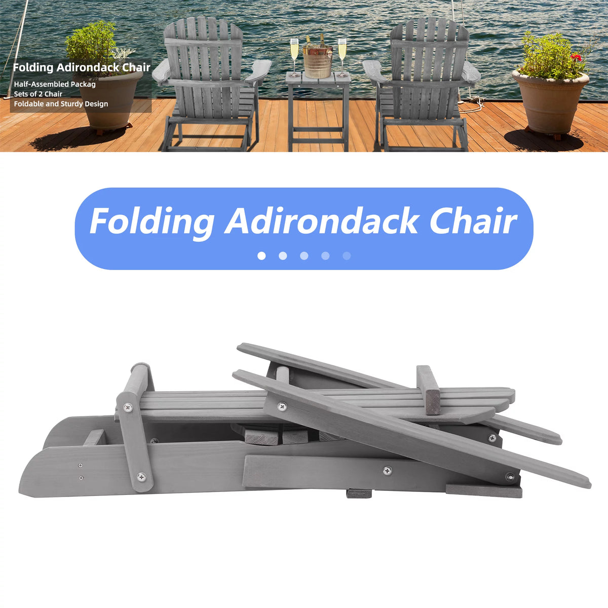 Folding Weather Resistant Adirondack Chair D596
