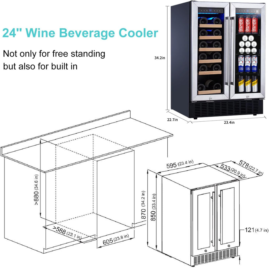 24 Inch Dual Zone Wine and Beverage Refrigerator U6672