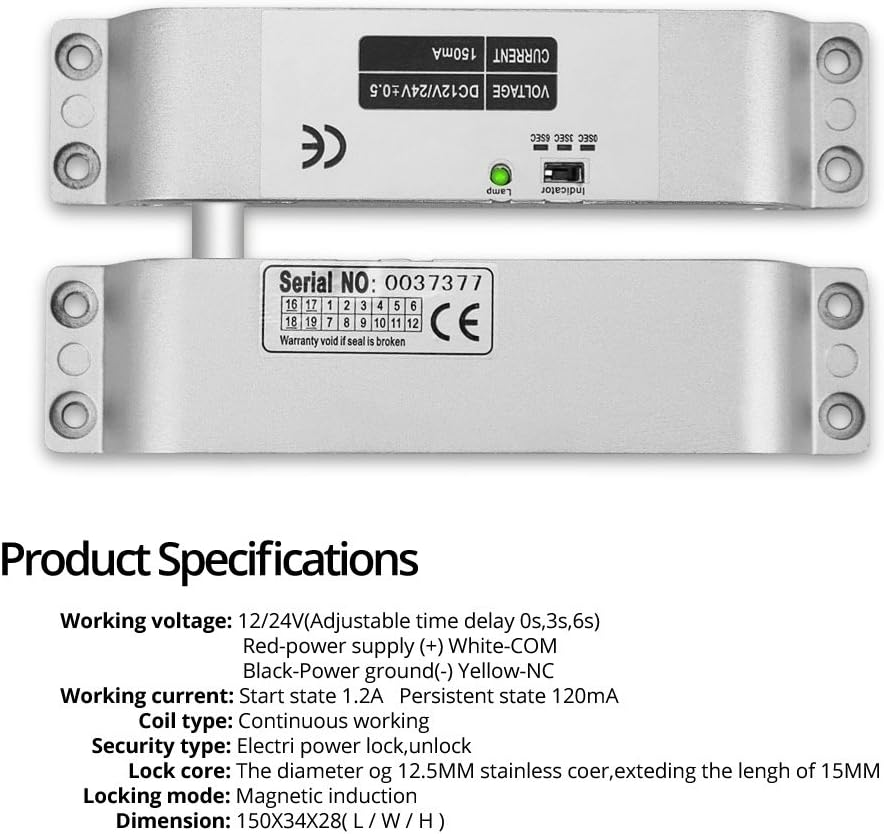 RFID Access Control Keypad 125KHz with DC12V Electric Lock, 3A Power Supply, Exit Button, 10pcs ID Key Cards U866464